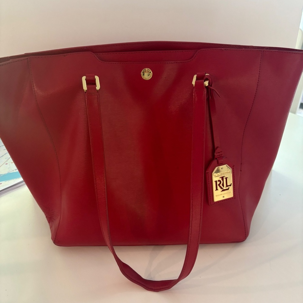 Ralph Lauren Elegant Red Leather Tote bag - Picture 4 of 4